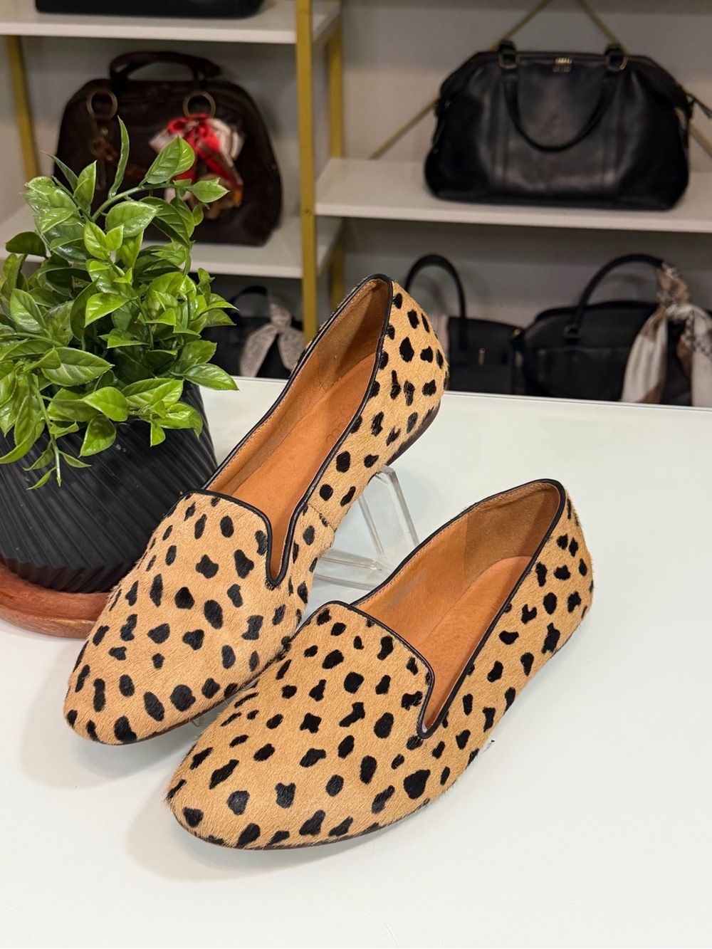 Madewell Women’s Leopard-Print Slip-On Loafers - Tan & Black Size 9.5
